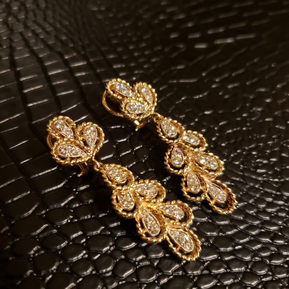 18K Solid Gold Diamond Earrings